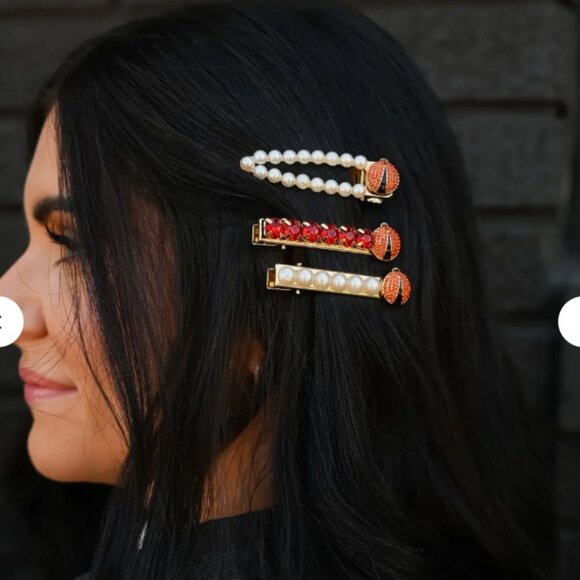 Adorned Luxe Scarlet Garden Adornments / Set of 3 Hair Clips - Picture 3 of 9